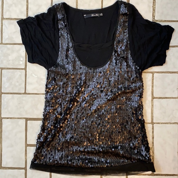 Tops - Miss Me Black Sequin Top.